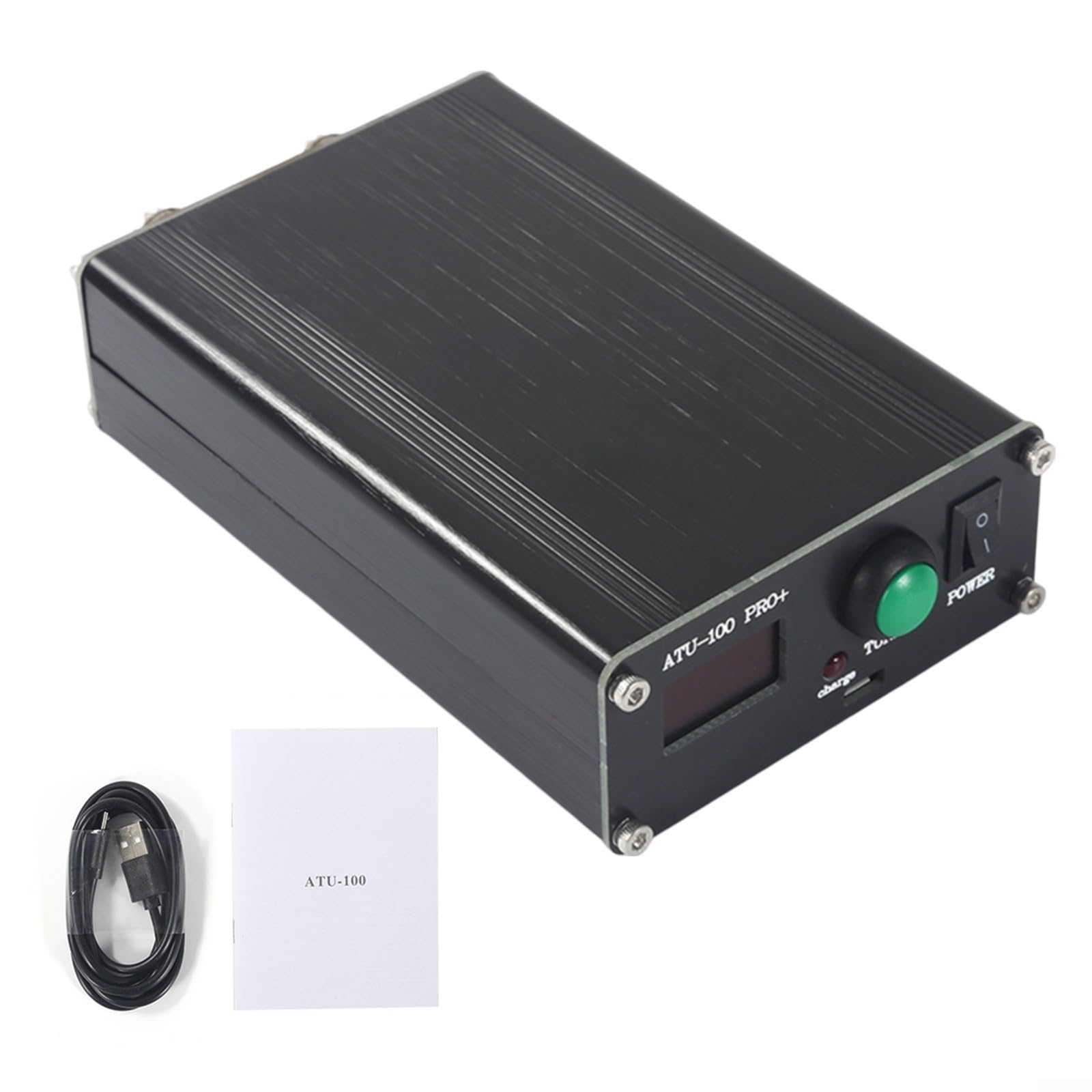 ATU-100 1.8-55MHz sintonizador de antena, caja automática de sintonizador de antena de aleación de aluminio con pantalla OLED de 0.96 pulgadas, soporta carga USB