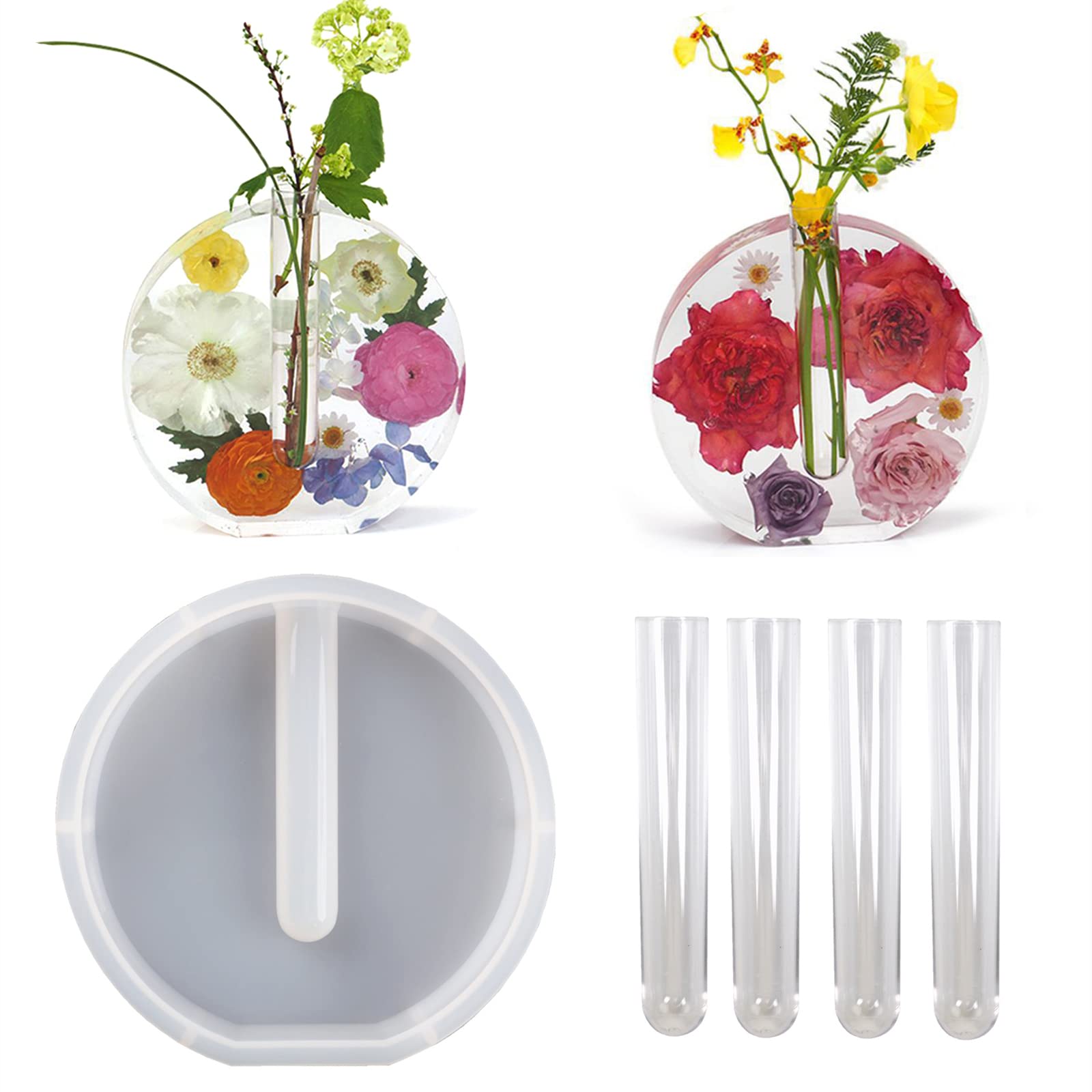 Hill's Resin Circle Tube Vase Mold,Large Size Silicone Molds Kit for Making Epoxy Resin Hydroponic Plant Vase Home Office Decoration (DJ1421B)