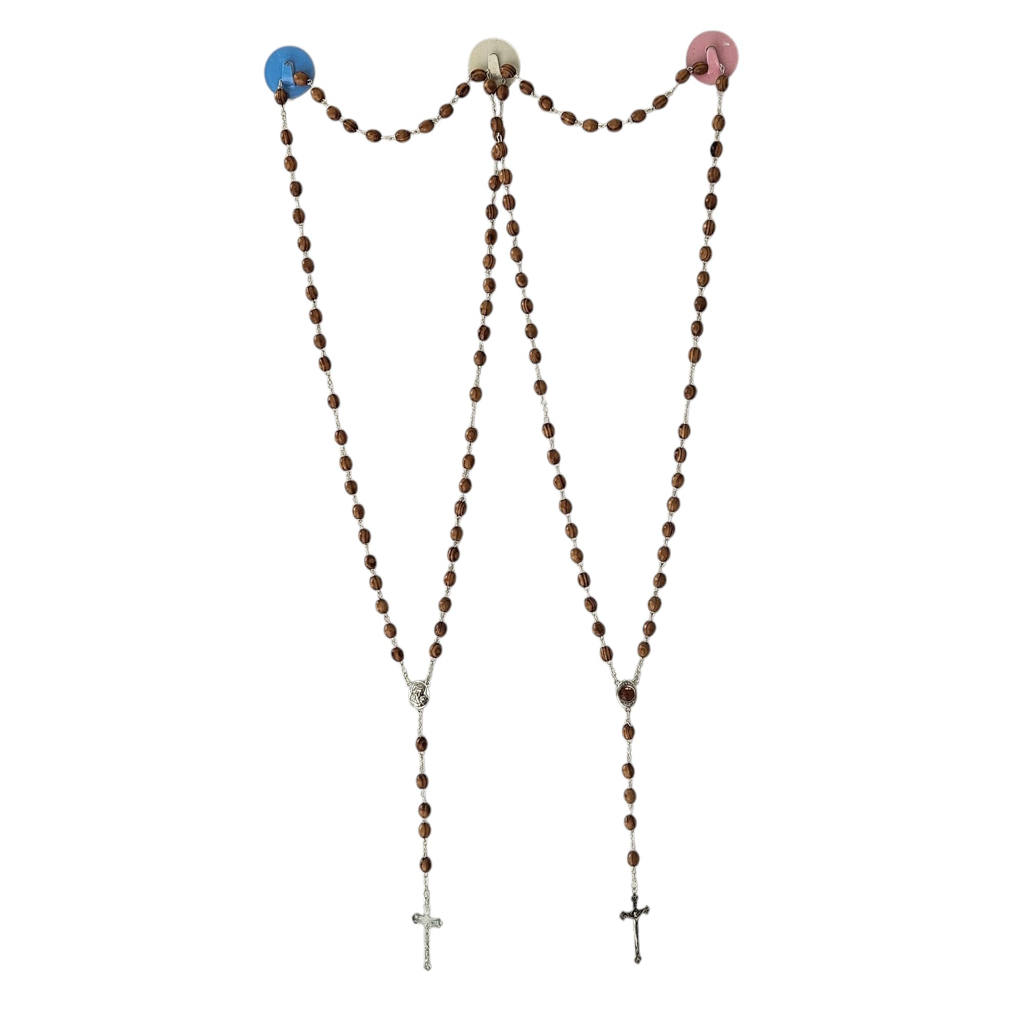Breeze Handicrafts Wooden Catholic Prayer Rosary Beads with Cross Pendant Jerusalem gift birthda present holy communion gift unisex brown (pack of 2)