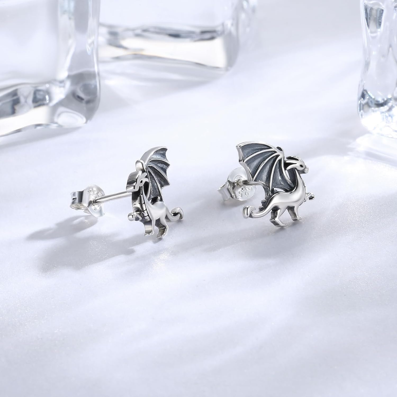 Sterling Silver Animal Stud Earrings: Hypoallergenic Cow Bee Axolotl Fox Penguin Cat Bat Bunny Elephant Panda Pig Earrings Cute Jewelry Gifts for Women - Image 3