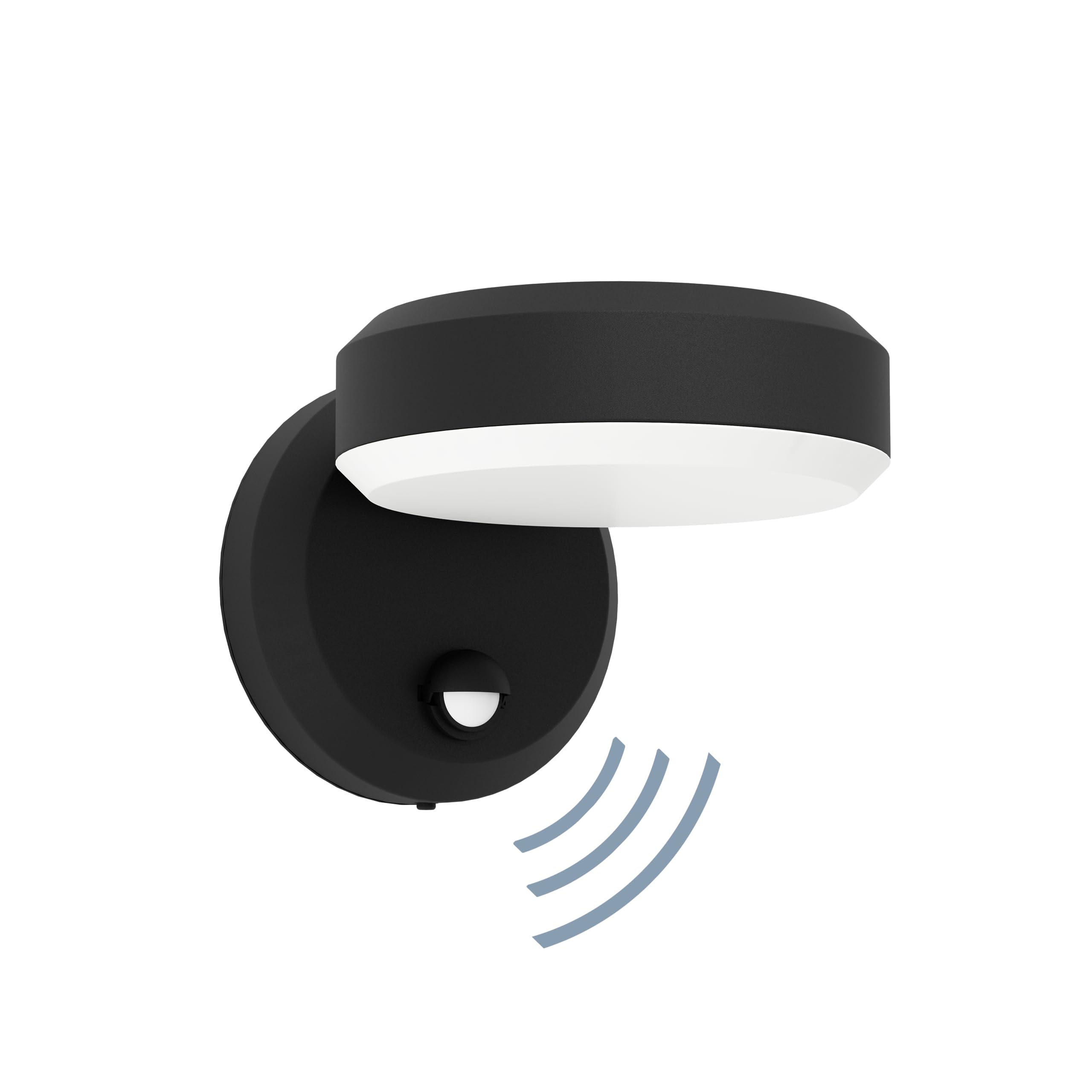 EGLO LED Fornaci Lámpara para pared de exteriores, iluminación exterior | con detector de movimiento y sensor crepuscular, metal en negro y plástico blanco, aplique blanco cálido, IP54