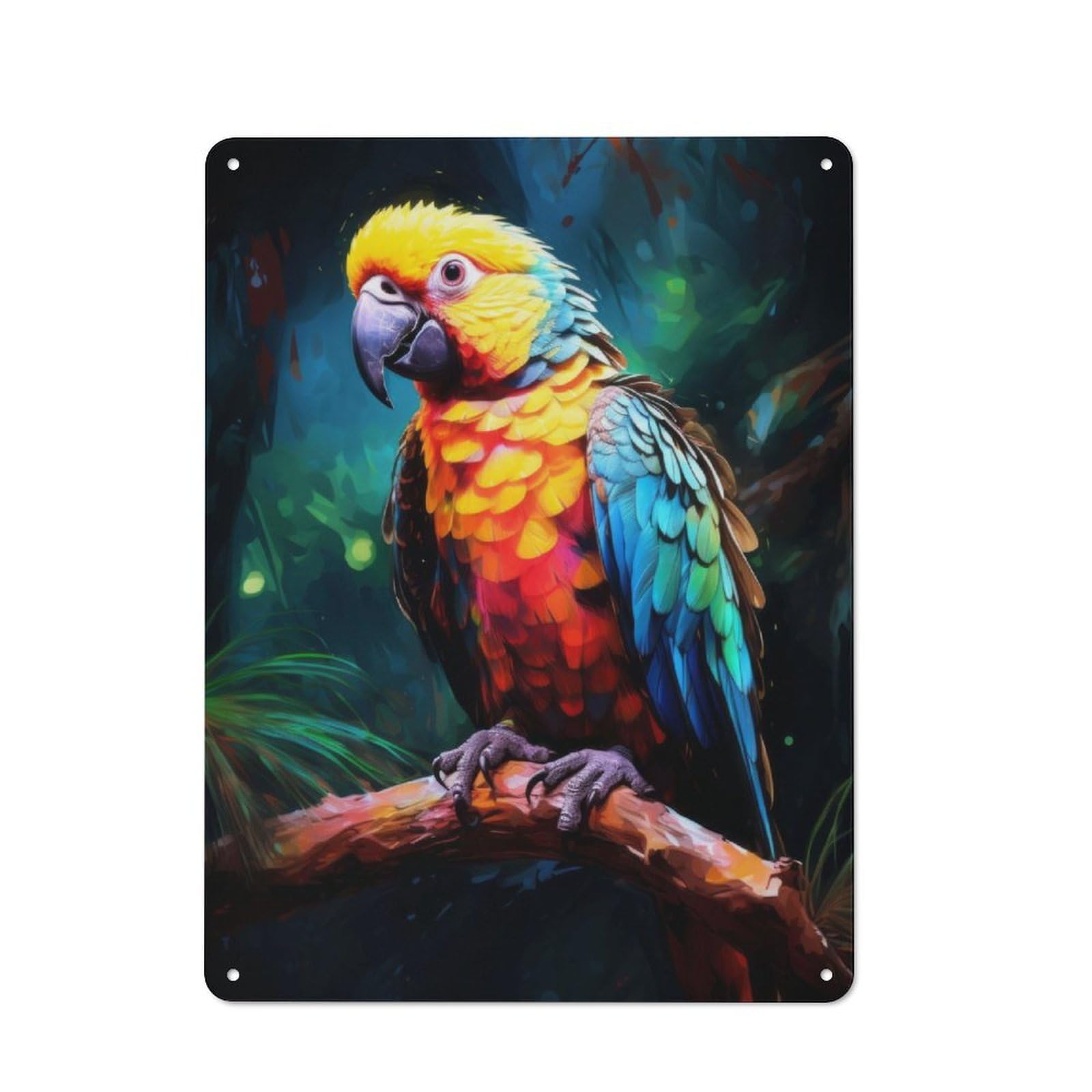 Classic Majestic Parrot Decorative Tin Plaque 40x30cm, Bar Wall Plaque for Diner, Restaurant, Shed Or Kitchen
