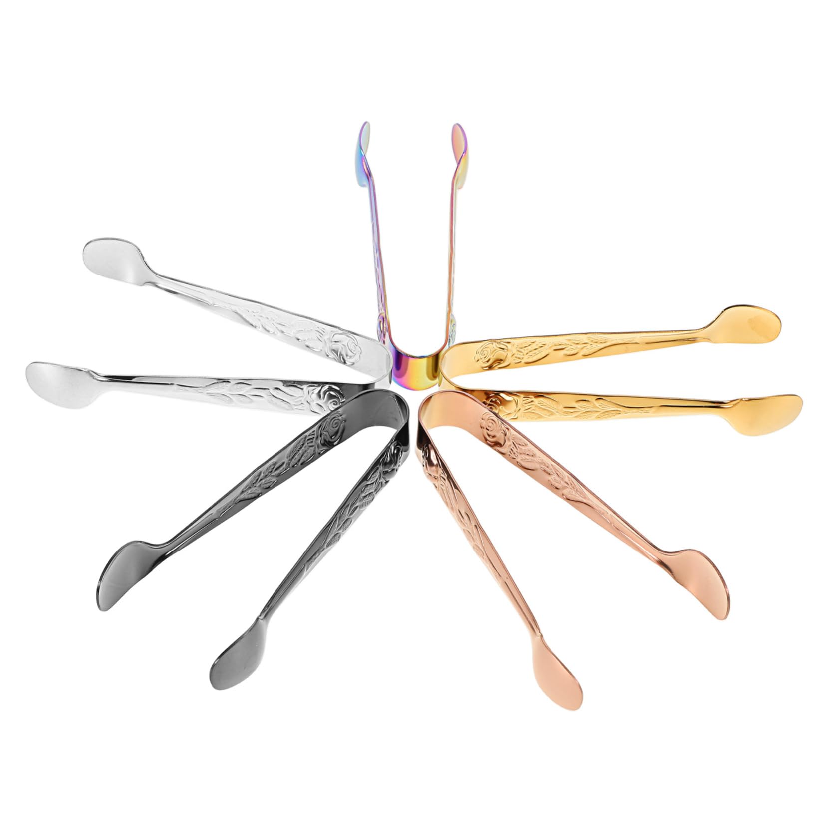 Garneck 5pcs Stainless Steel Tea Serving Tongs Mini Ice Clip for Sugar Cookies Ice Cubes