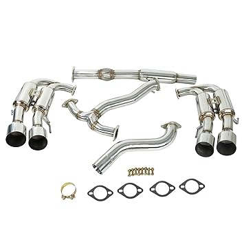 TYFYB R400 Titanium Tip Dual Cat-Back Exhaust System R400 Single Layer Quad Titanium Tip For 2015 2016 2017 2018 2019 Subaru WRX STI