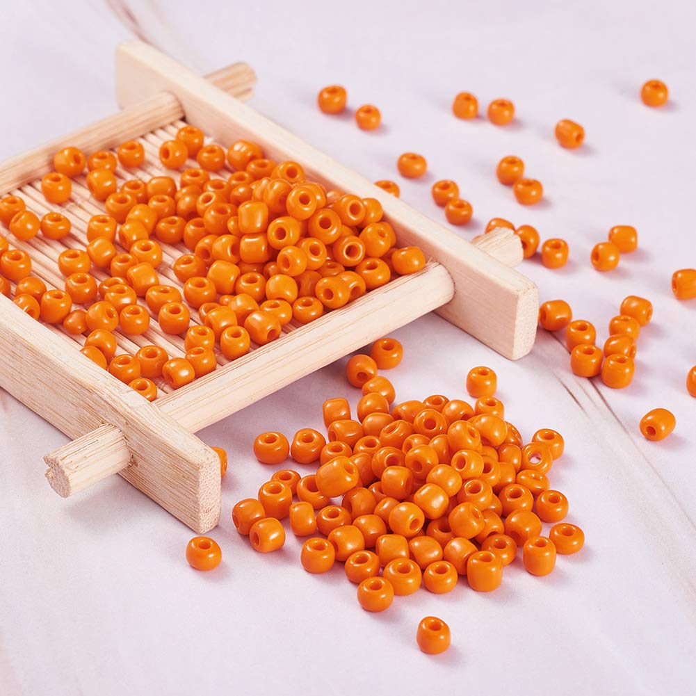 Bala & Fillic – 1200 Perline Di Vetro Arancione Opaco 4 Mm (6/0) Per Bracciali E Collane Fai Da Te