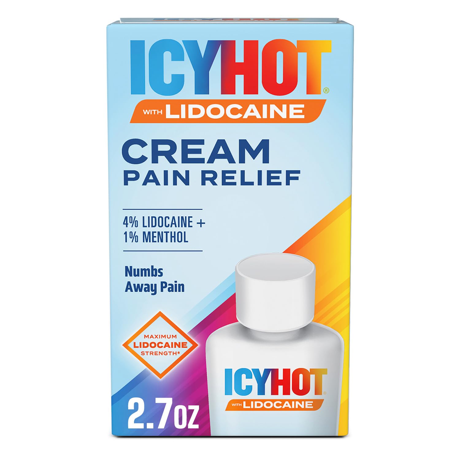 Icy Hot Max Strength Pain Relief Cream with Lidocaine Plus Menthol, 2.7 Ounces