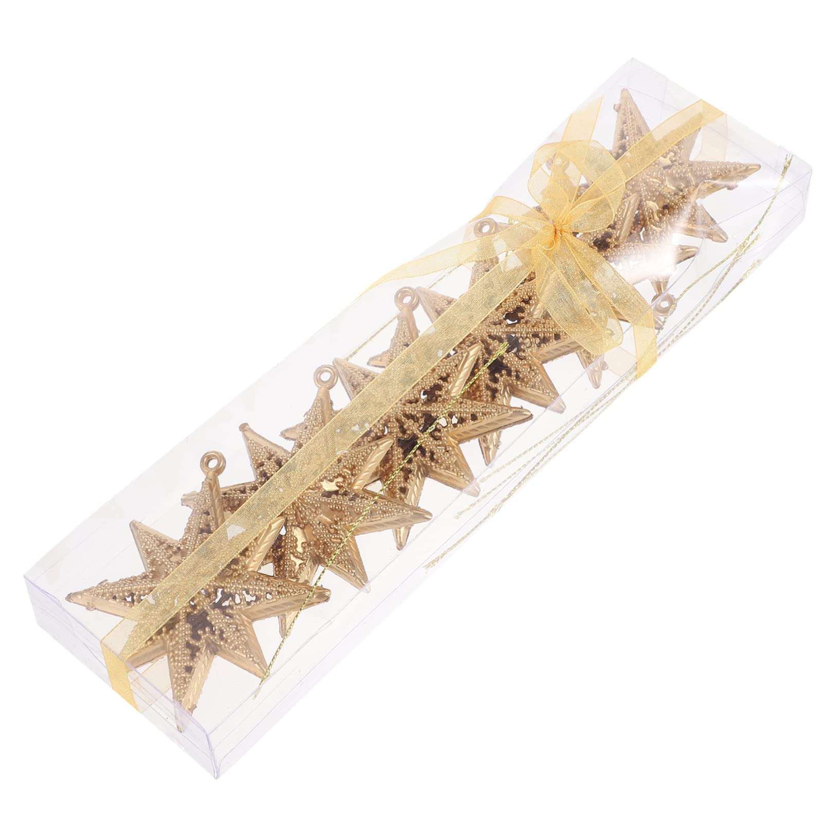 Zerodeko 5 Set Ciondolo Stella Dorata Ornamenti D'oro Per L'albero Di Natale Ciondolo Stella Stereo Pendenti Natalizi Natalizio Decorazione A Luminosa Plastica 6 Pezzi * 5