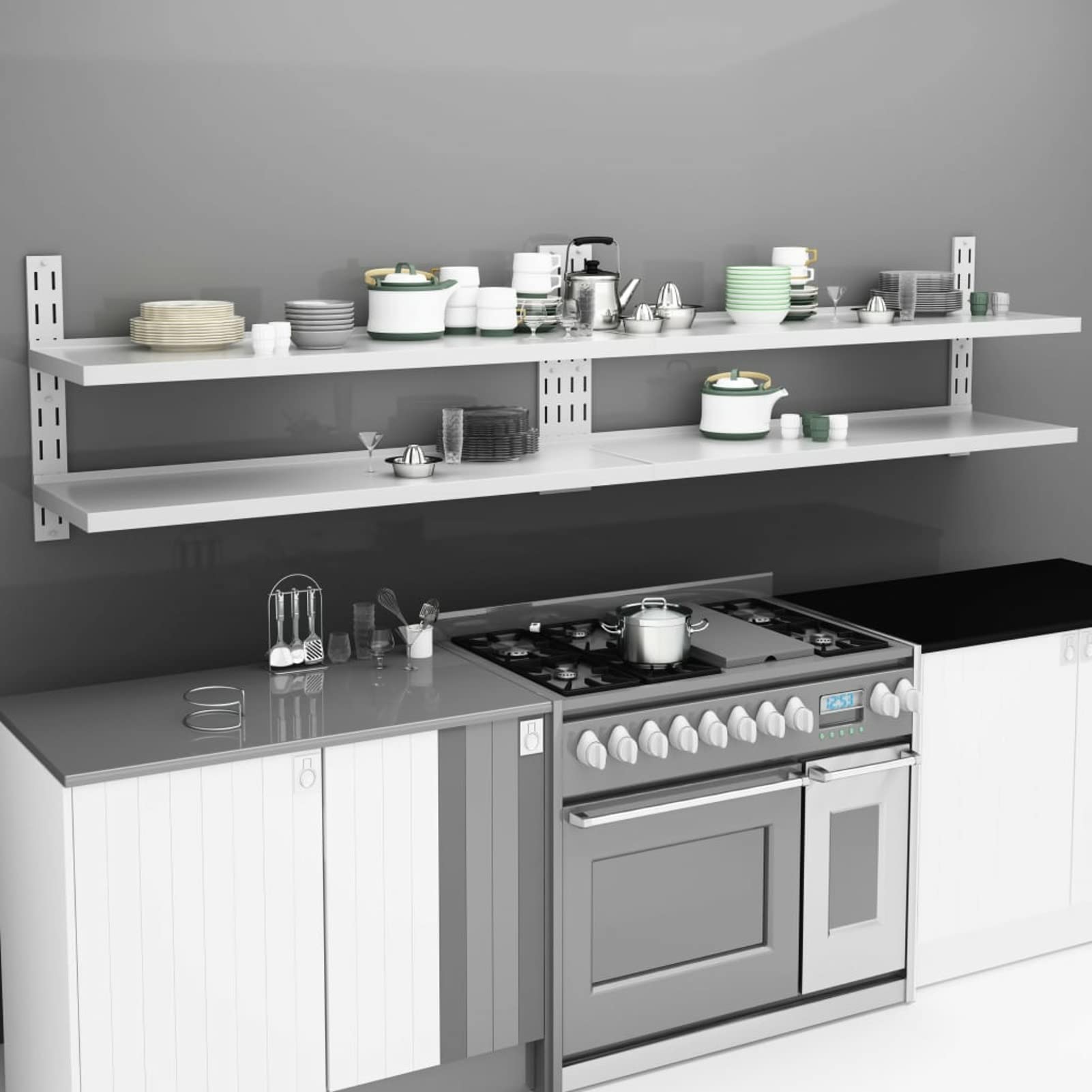 ZHOUMIN Mensole Galleggianti a 2 Livelli 2 pz in Acciaio Inox 300x30 cm,Mensola da Parete,Mensole da Muro,Mensole da Muro Design Moderne