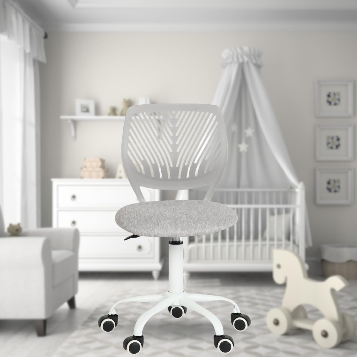 FurnitureR Silla de Oficina Multiusos para niños, Silla de Trabajo sin apoyabrazos de Altura Ajustable, Silla de Estudio giratoria Colorida para la Escuela y la Oficina en casa, Morandi Gris