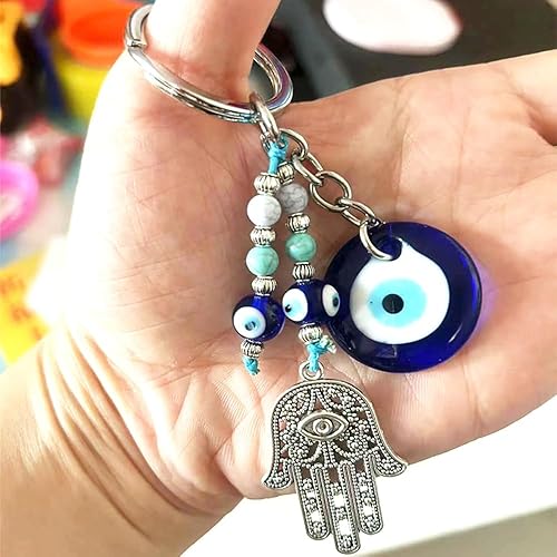 Miniatura 4 de Turkish Evil Eye Keychain Handmade Alloy Keyring Good Luck Pendant Charms Home Decor Accessory
