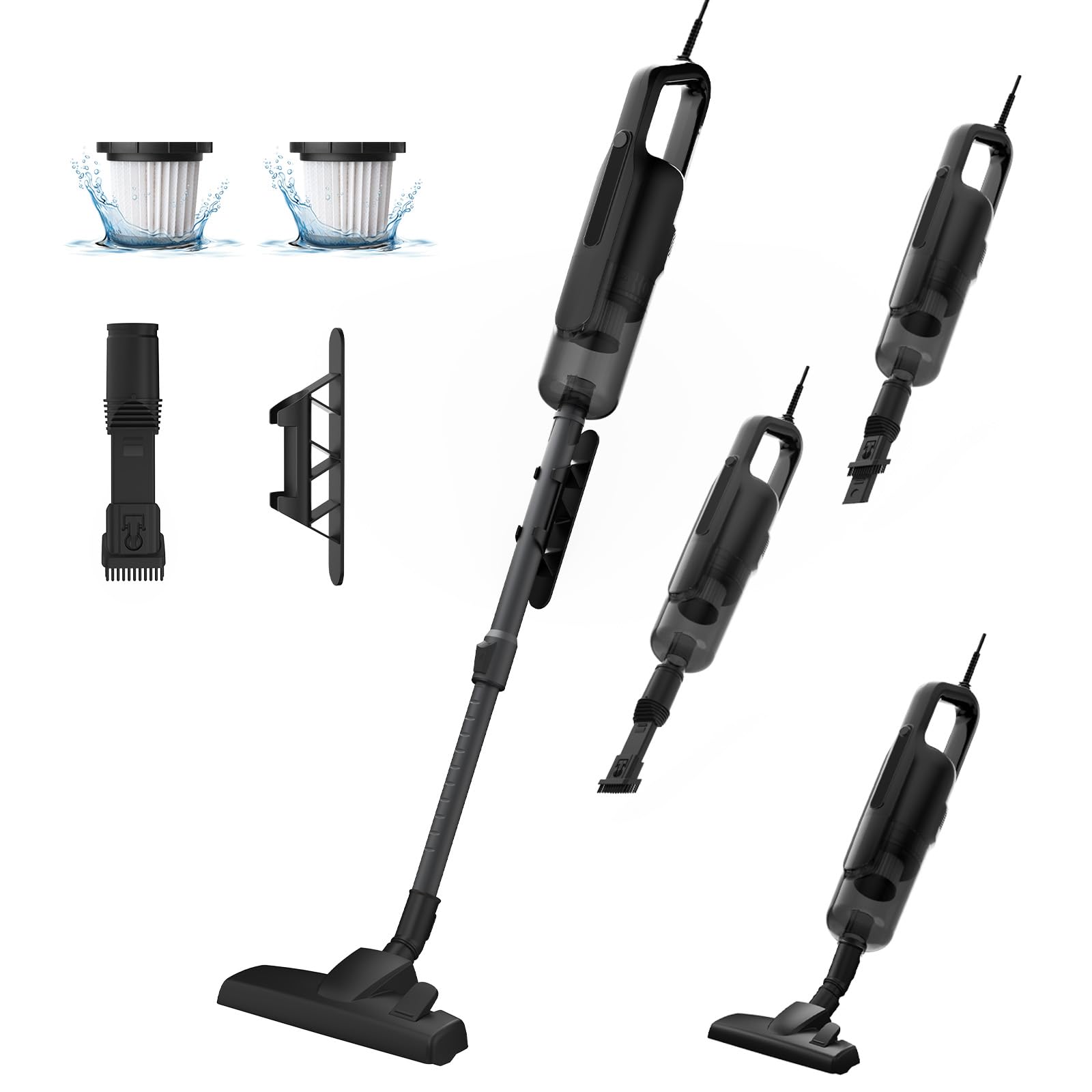 VersLife C8PRO Staubsauger, Staubsauger mit Kabel, 600W Stielstaubsauger mit Kabel, 6-in-1 Stabstaubsauger mit 5m Kabellänge, leicht & leise, Ausziehbares Saugrohr für Hartböden, Teppiche &Tierhaare