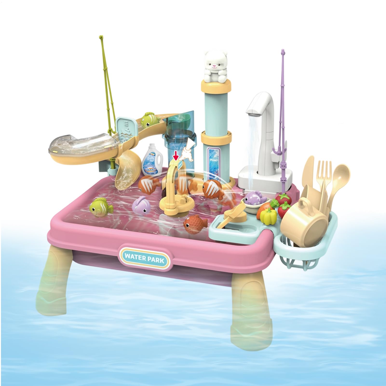Juego de Juguetes de Mesa de Agua Juego,Mesa de Juego al Aire Libre para Actividades acuáticas | Interactivo para Exteriores