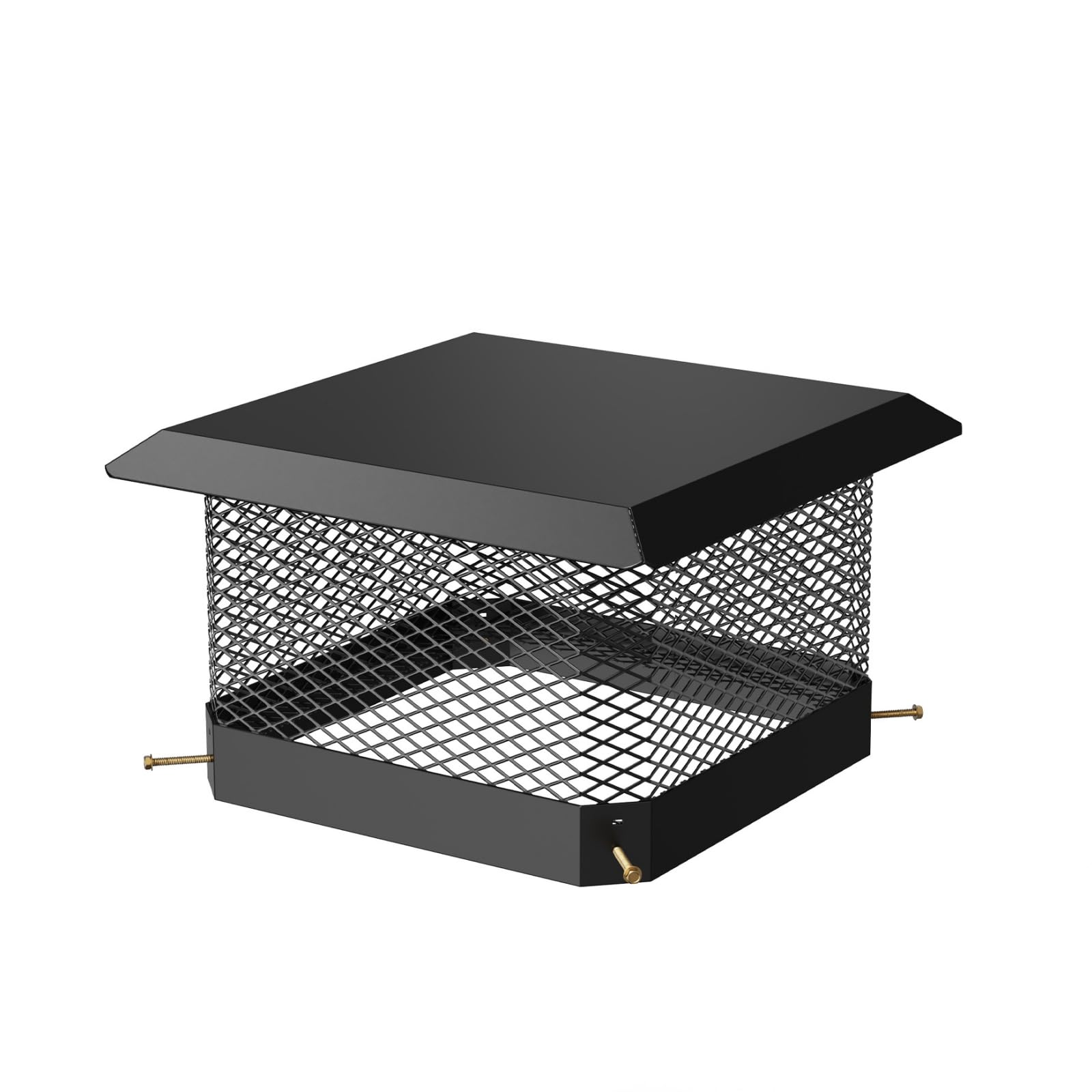 Chapeau de cheminée robuste 14" en acier noir avec grille fine de protection
