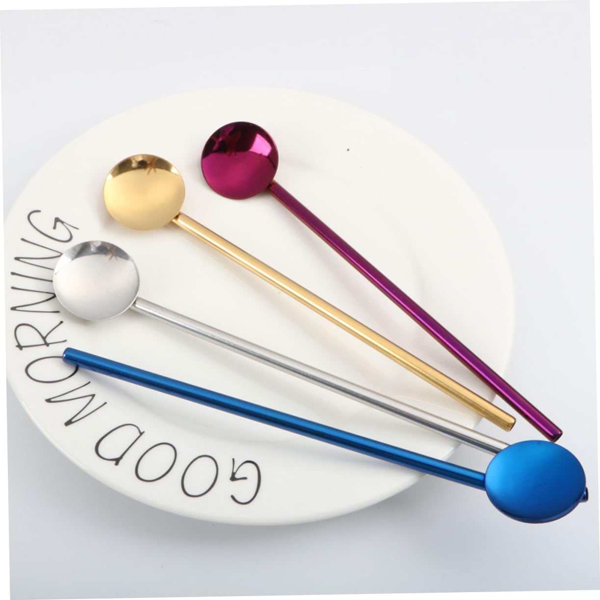 PRETYZOOM 304 Stainless Steel Scoop Spoon Straw for Tea Stirring Spoons Coffee Spoon Straws for Stirring Spoon