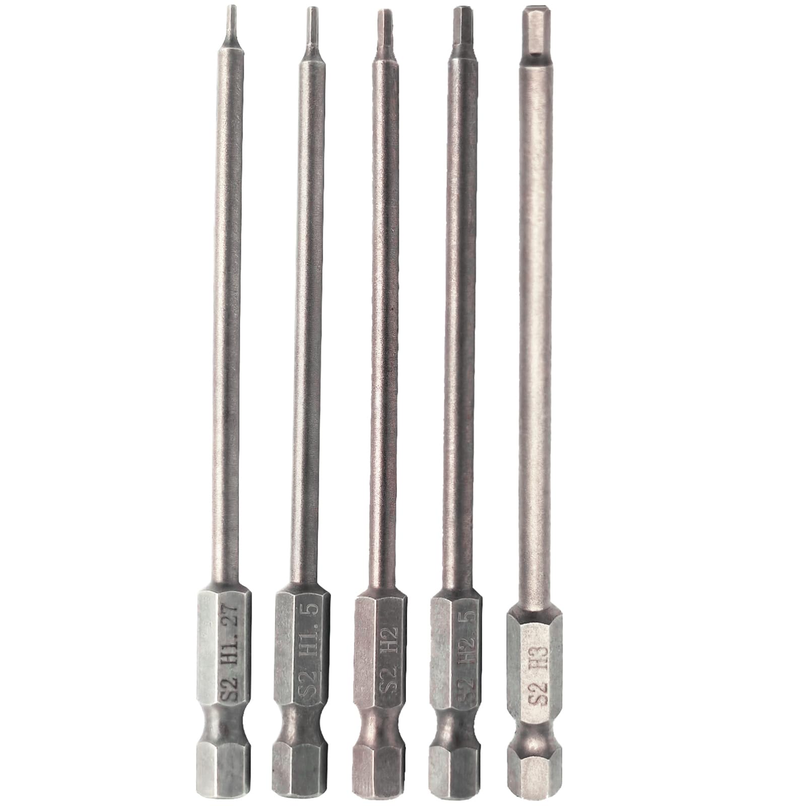 5-Pack RC Hex Bit 1.27mm 1.5mm 2.0mm 2.5mm 3.0mm Hex Head Allen Wrench Drill Bit Set for Screwdrivers Electric Screwgun/Power Drill
