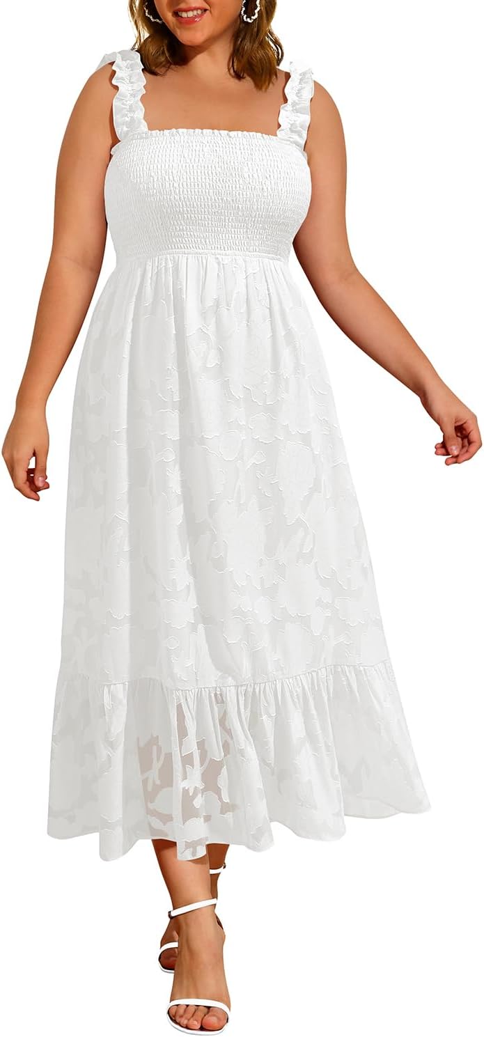 Plus Size Summer Dress - Sun Boho Beach Casual Floral Spaghetti Strap Sleeveless Long Maxi Dresses - Image 3