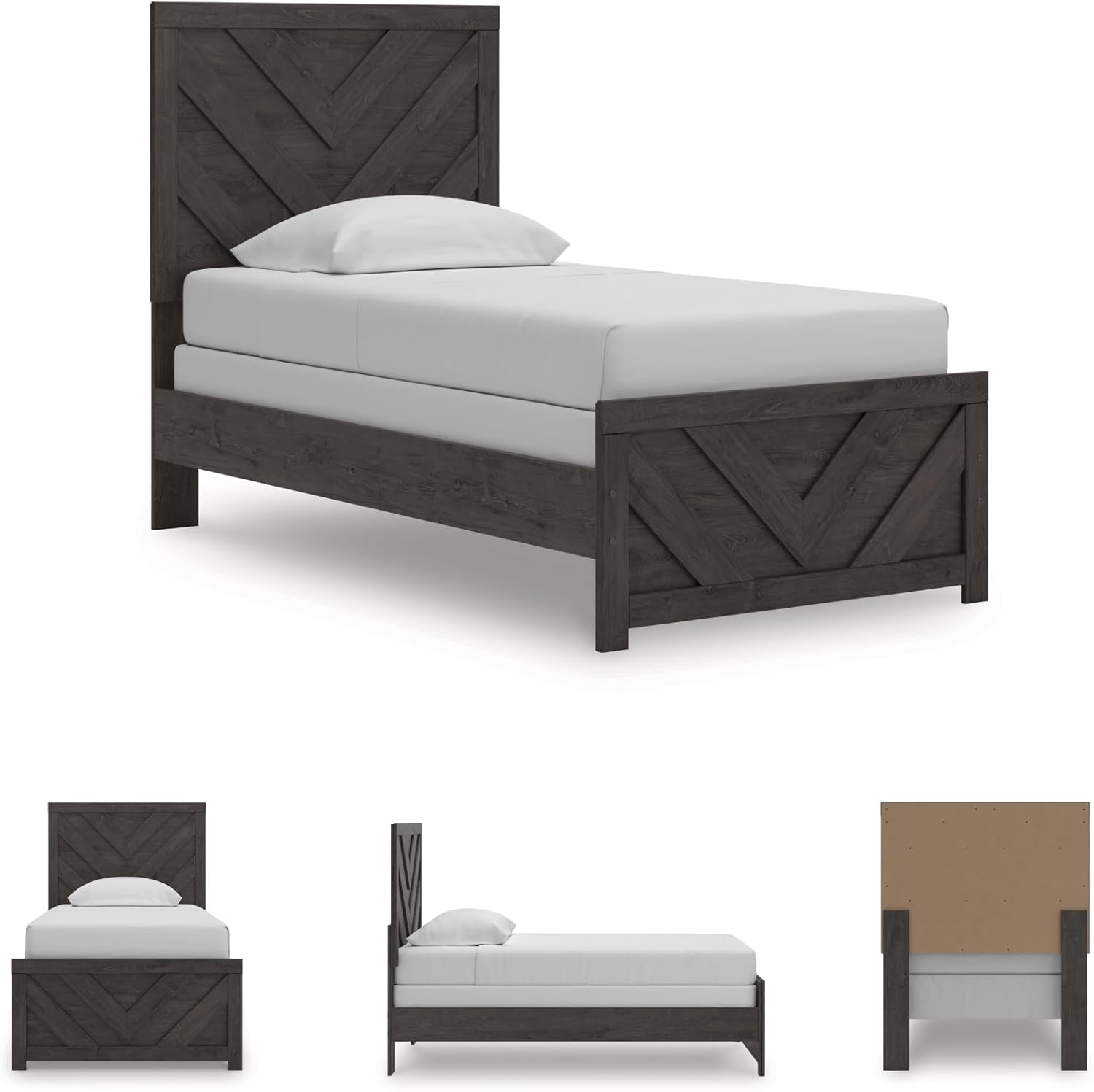 Signature Design by Ashley Prendonea Farmhouse Twin Panel Bed, Foundation or Box Spring Needed, Gray - Image 6