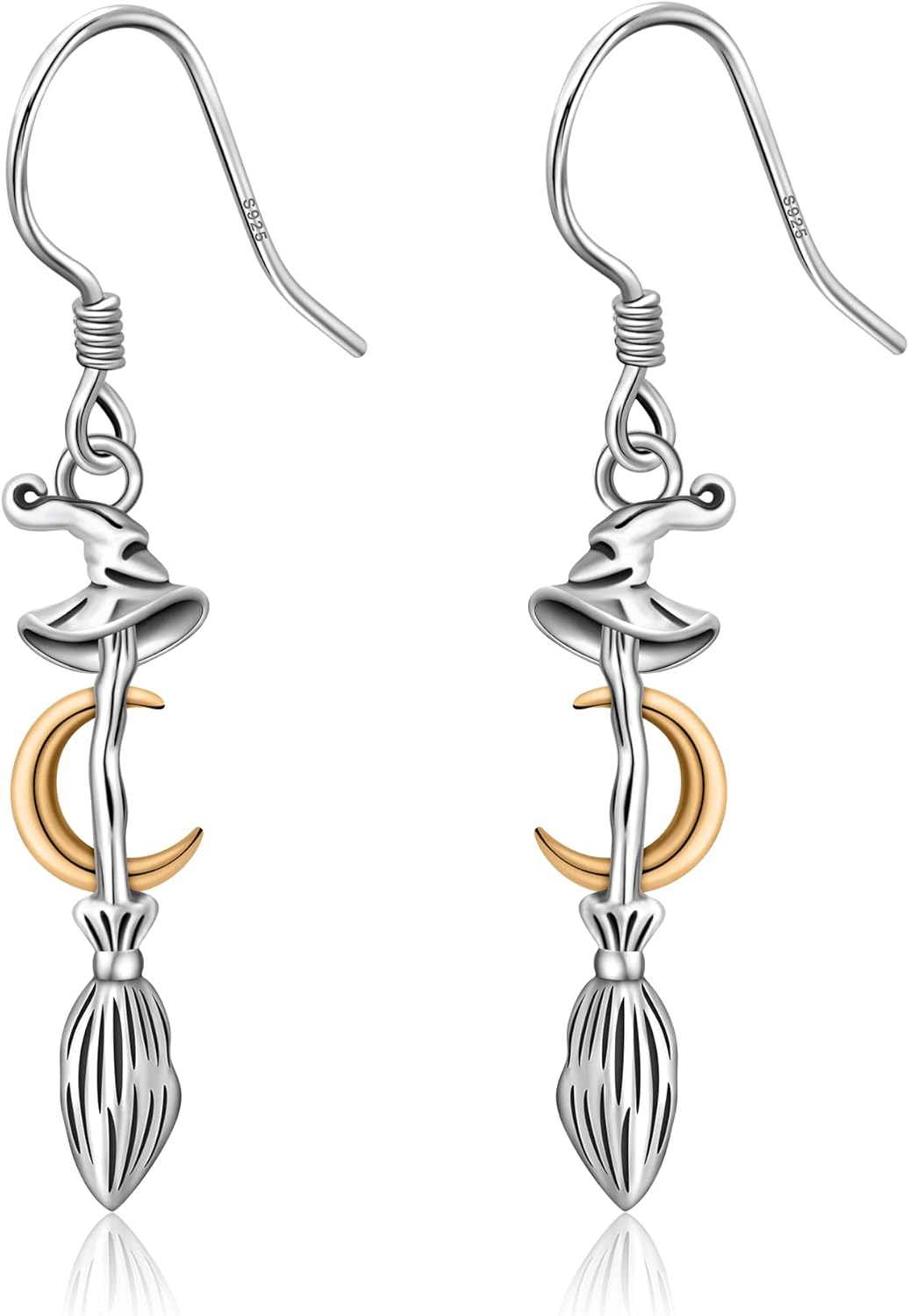 925 Sterling Silver Witch Broom Earrings - Infinity Dangle Earrings for Women Friends