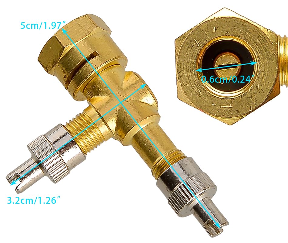 ciciTree 3-Way Valve Stem Port TPMS Tee Adapter Tire Pressure Gauge Connector for Motorcycle Car