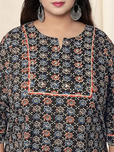 Image of MIRCHI FASHION Plus Size Pure Cotton Kurta Set for Women | 3 Piece Printed Straight Fit 4XL 5XL Kurta Pant Set with Dupatta | Ethnic Work Wear Set | 3XL 4XL 5XL Salwar Suit
