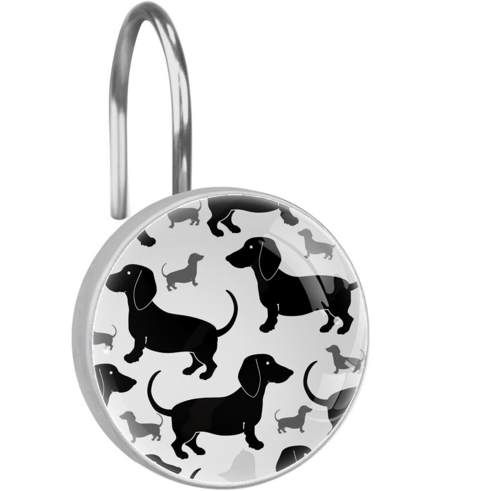 Crochets pour rideau de douche en cristal avec mini chiens noirs x12