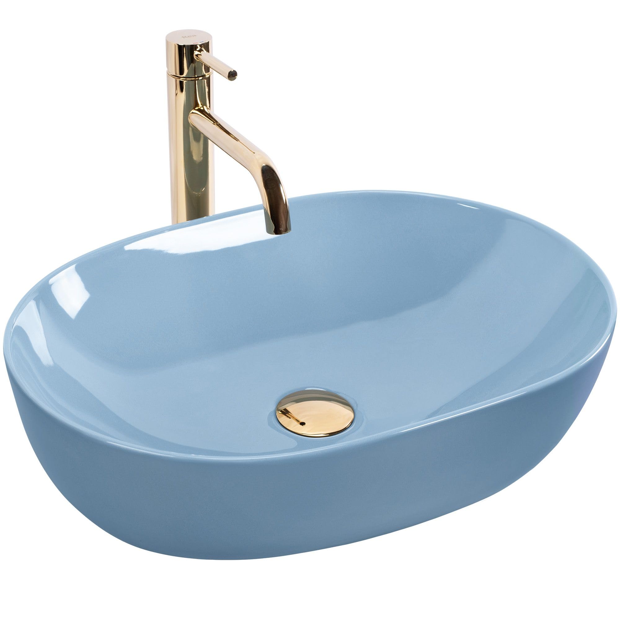 Lavabo Sobre Encimera Rea Lisa Azul