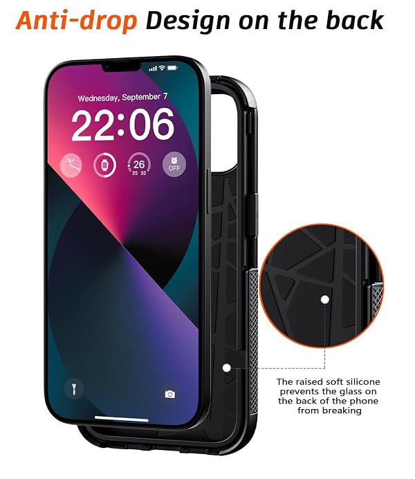 Diverbox for iPhone 13 Case [Compatible with MagSafe] [with Screen Protector ] [Shockproof] [Dropproof] Heavy Duty Protection Phone Case for Apple i Phone 13 (Black) by Diverbox - Image 7