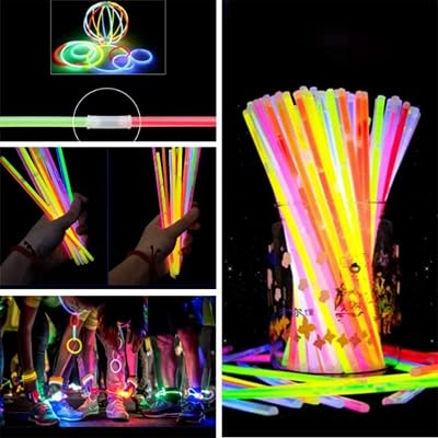 Party Propz Glow In The Dark Neon Bands - 50 Pcs Glow Sticks for Kids | Glow Sticks | Return Gifts for Birthday | Glowin