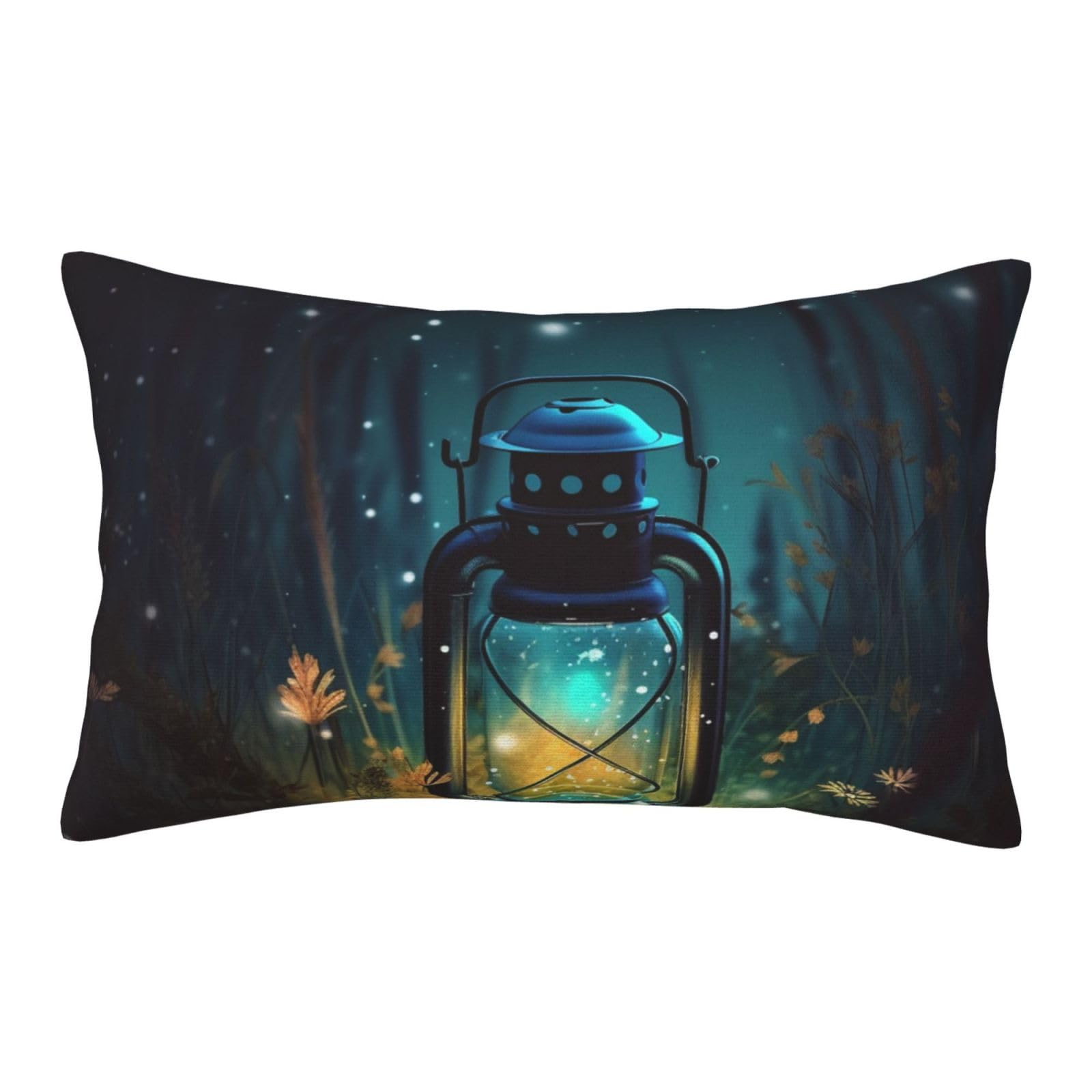 Velvet Pillowcases 16"x24" Ultra Soft Breathable Pillow Cases, Luxury Fuzzy Throw Pillow Covers with Zipper, Fireflies and Lantern Pillow Shams All Seasons Decorative Cushion Cases for Couch