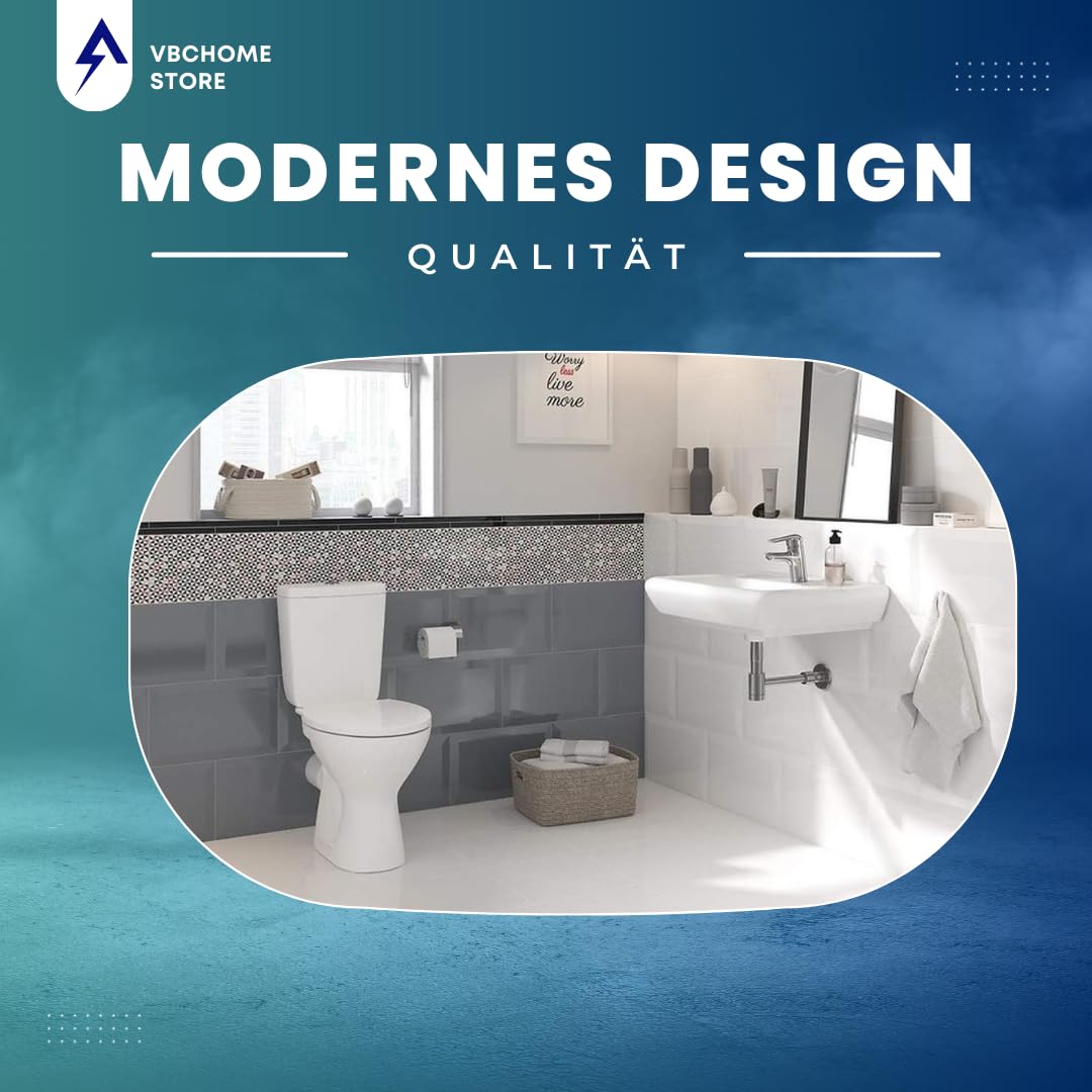 Completo per WC Toilette di ceramica stand – Set di design con cassetta wc – sedile in polipropilene per orizzontale uscita acqua collegamento Merida