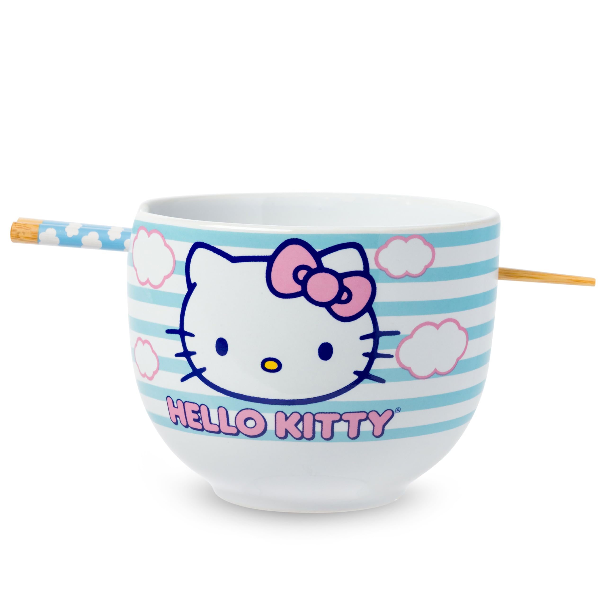 Hello Kitty Head In The Clouds 20oz Ceramic Ramen Bowl with Chopsticks