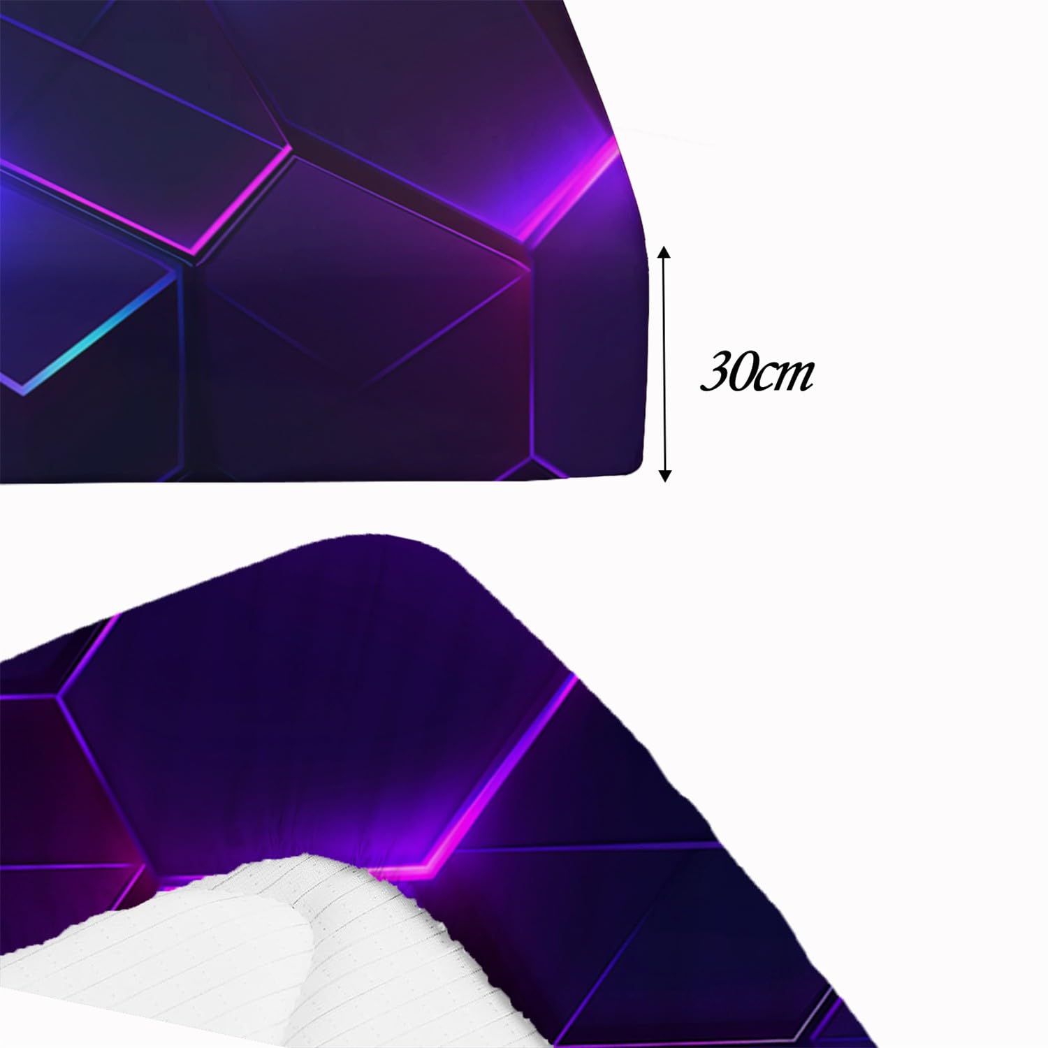 Biancheria da letto comfort, sfondo esagonale scuro, lenzuolo doppio stampato in 3 pezzi con 2 federe, lenzuola in tessuto viola extra morbido in microfibra spazzolata 160 x 200 + 30 cm