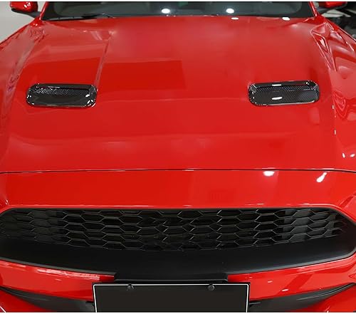 Miniatura 4 de Hoolcar Cubierta de ventilación de salida de aire del capó del motor compatible con Ford Mustang 2018-2022, accesorio exterior, fibra de carbono
