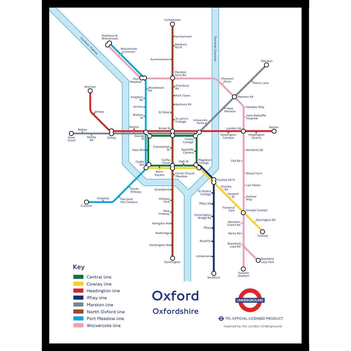 The Happy Puzzle Company - Oxford Underground Jigsaw Map 1000 Pieces - Jigsaw Puzzles for Adults 1000. This is an official Transport For London licenced product.