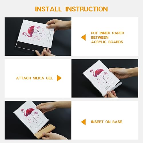 Miniatura 5 de trophable Paquete de 3 soportes acrílicos para letreros en forma de LT, marcos acrílicos transparentes con base de madera, soporte de exhibición de