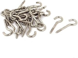 Aexit Lamp Wire Screws & Bolts 3mm Thread 46mm Length Metal Screw Hook Silver Tone Self-Drilling Screws 30 Pcs