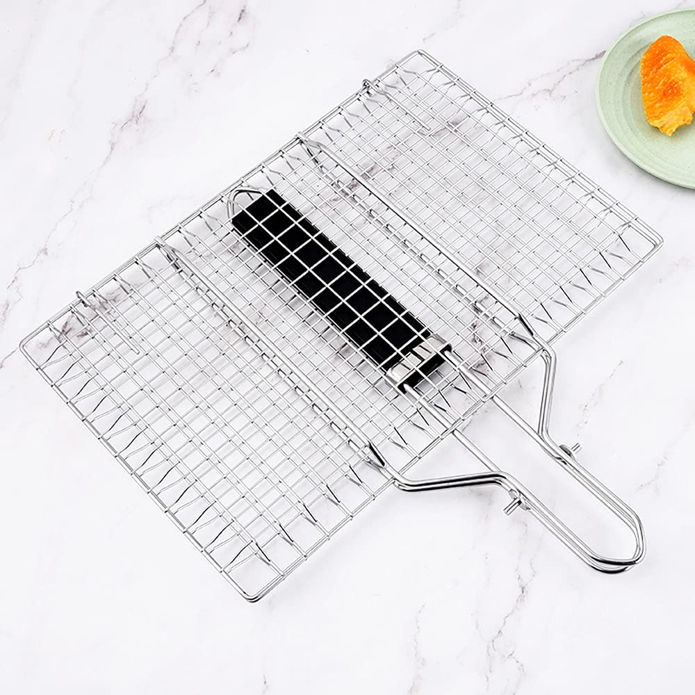 Cesta plegable portátil de acero inoxidable para barbacoa – Accesorio de malla para parrilla de pescado para barbacoa al aire libre, perfecto para acampar y experiencia de cocina en el portón trasero