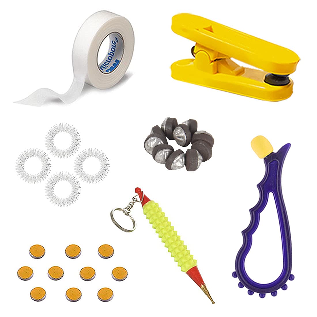 Acupressure Su-jok Massager Tools Set With Su-jok Jimmy, Finger Clip & Ring Magnets Sets etc. (Natural Care & Magneto Therapy) For Activate Acu-points