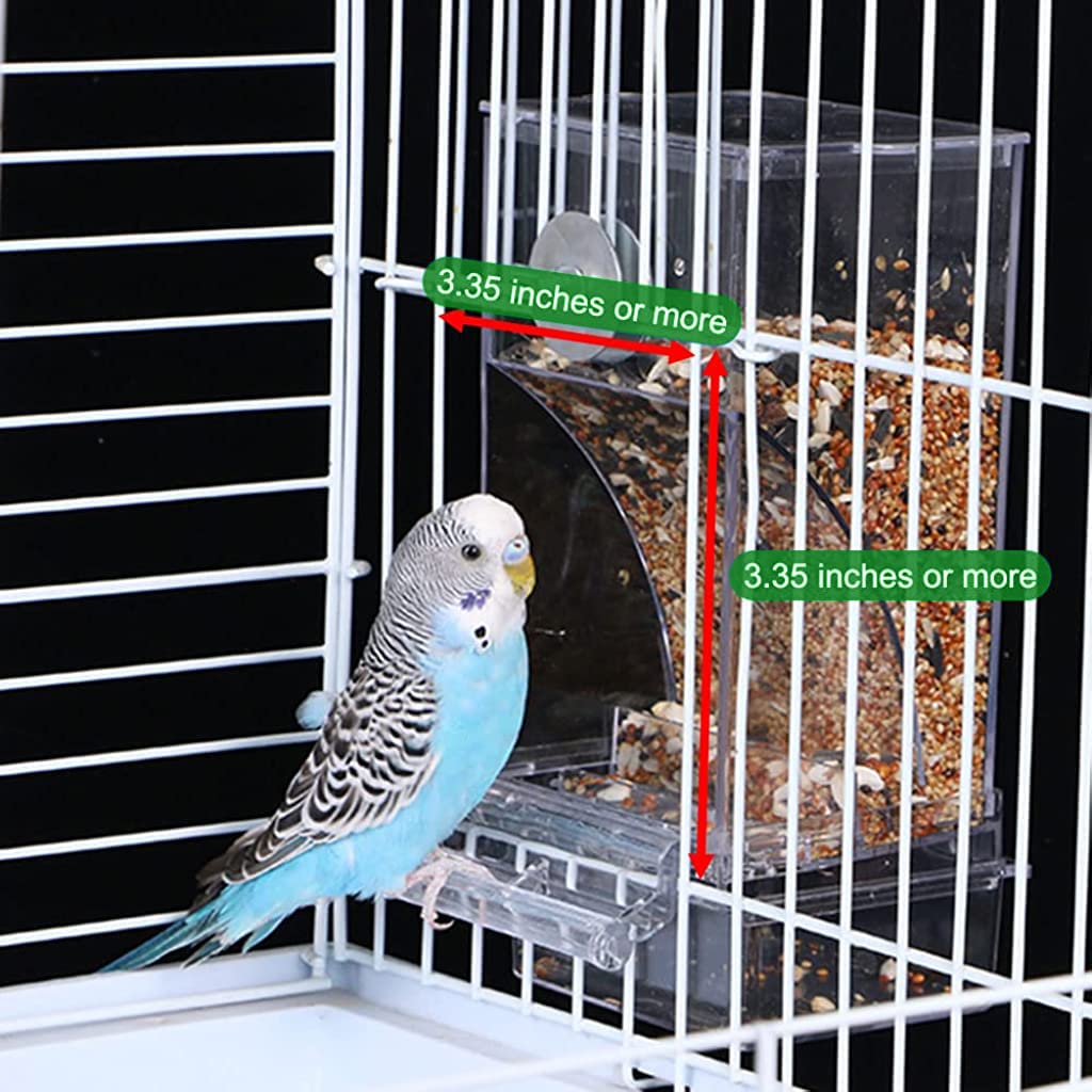 Qpets Bird Feeder for Cage with Perch, Acrylic, 3.35 * 2.95 * 7.28 inches 4