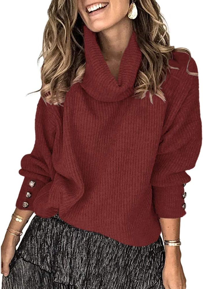 Women's Oversized Turtleneck Chunky Pullover Sweaters Cowl Neck Long Sleeve Winter Slouchy Loose Knit Sweaters - Image 3