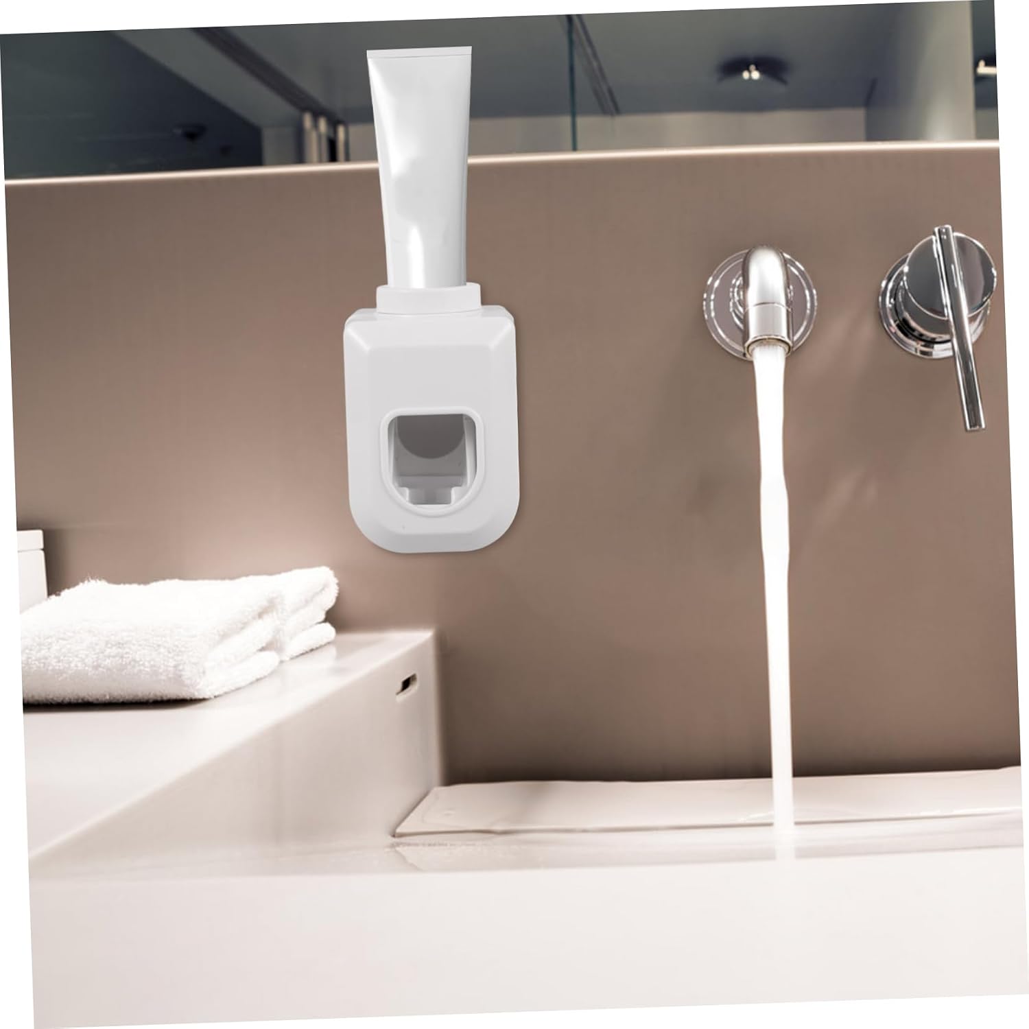 Toothpaste Dispenser White with Precision Squeezing Wall Mounted ABS
