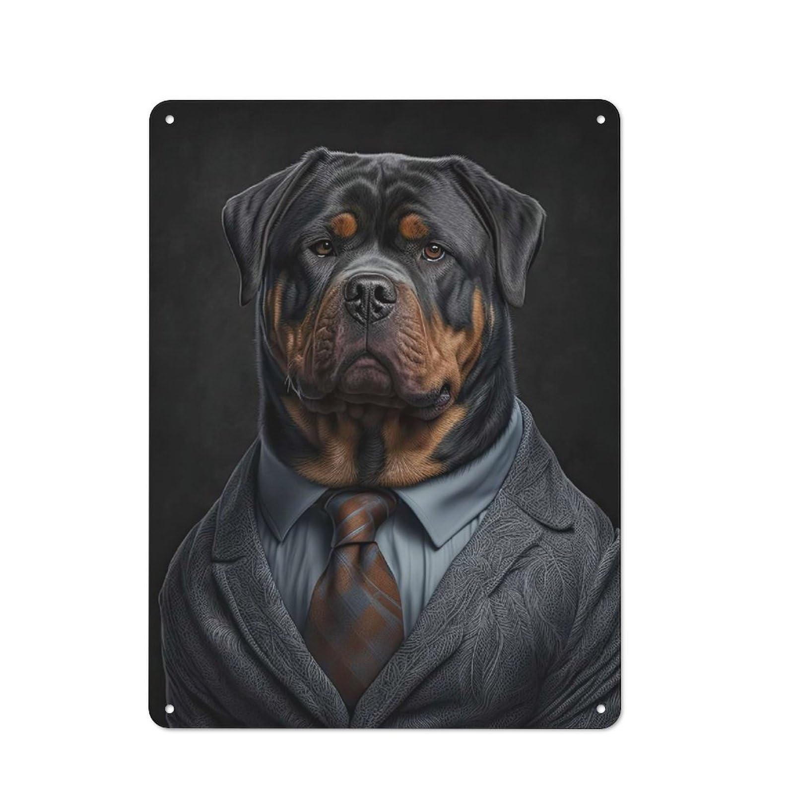 Junmoney Men's Style-24 Rottweiler In A Suit Rustic Metal Sign 40X30cm For Garage Wall, For Everyday Room Decor With A Rustic Look