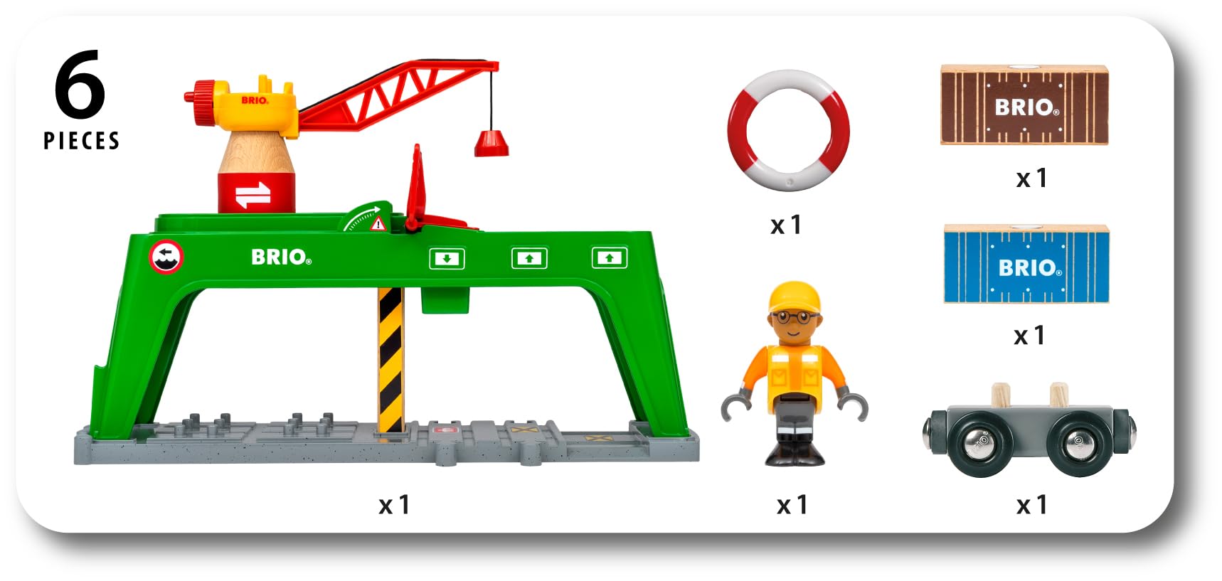 BRIO World 33996 Bahn Verlade Terminal - Mit beweglichem Kran zum Umladen von Gütern auf die Schiene, Straße und das Schiff - Empfohlen für Kinder ab 3 Jahren