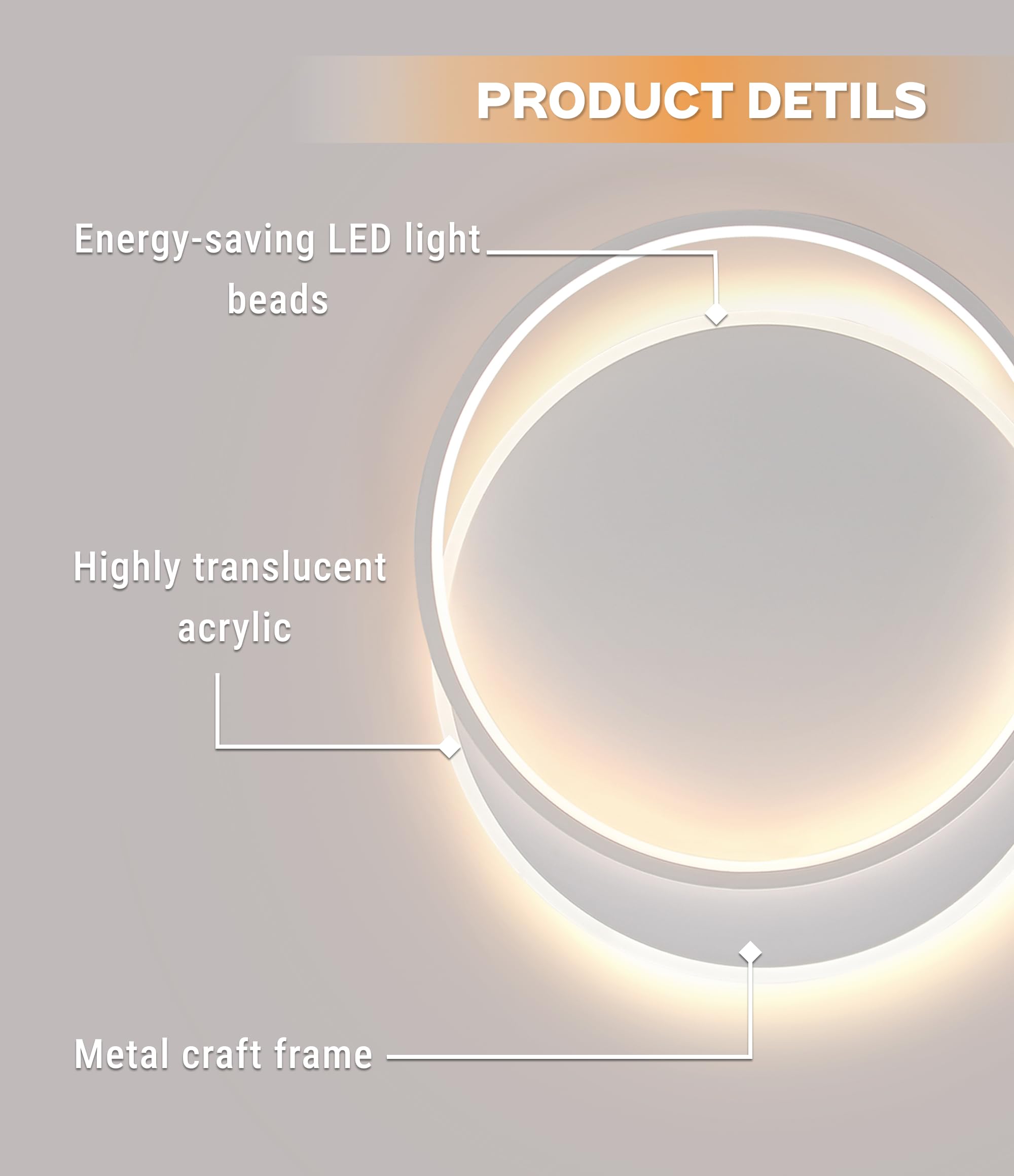 FANLG Plafoniera LED Soffitto Dimmerabile 3000K-6000K, Lampadario Soggiorno | 24W 2400lm Lampadario led soffitto Rond Plafoniere Moderno per Soggiorno Cucina Camera da Letto Corridoio, 40 * 35 * 5.5cm