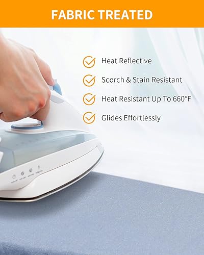 Miniatura 2 de Kolvoii Funda y almohadilla para tabla de planchar, reflectante del calor más rápido, 5 capas de cubierta de hierro con revestimiento plateado,