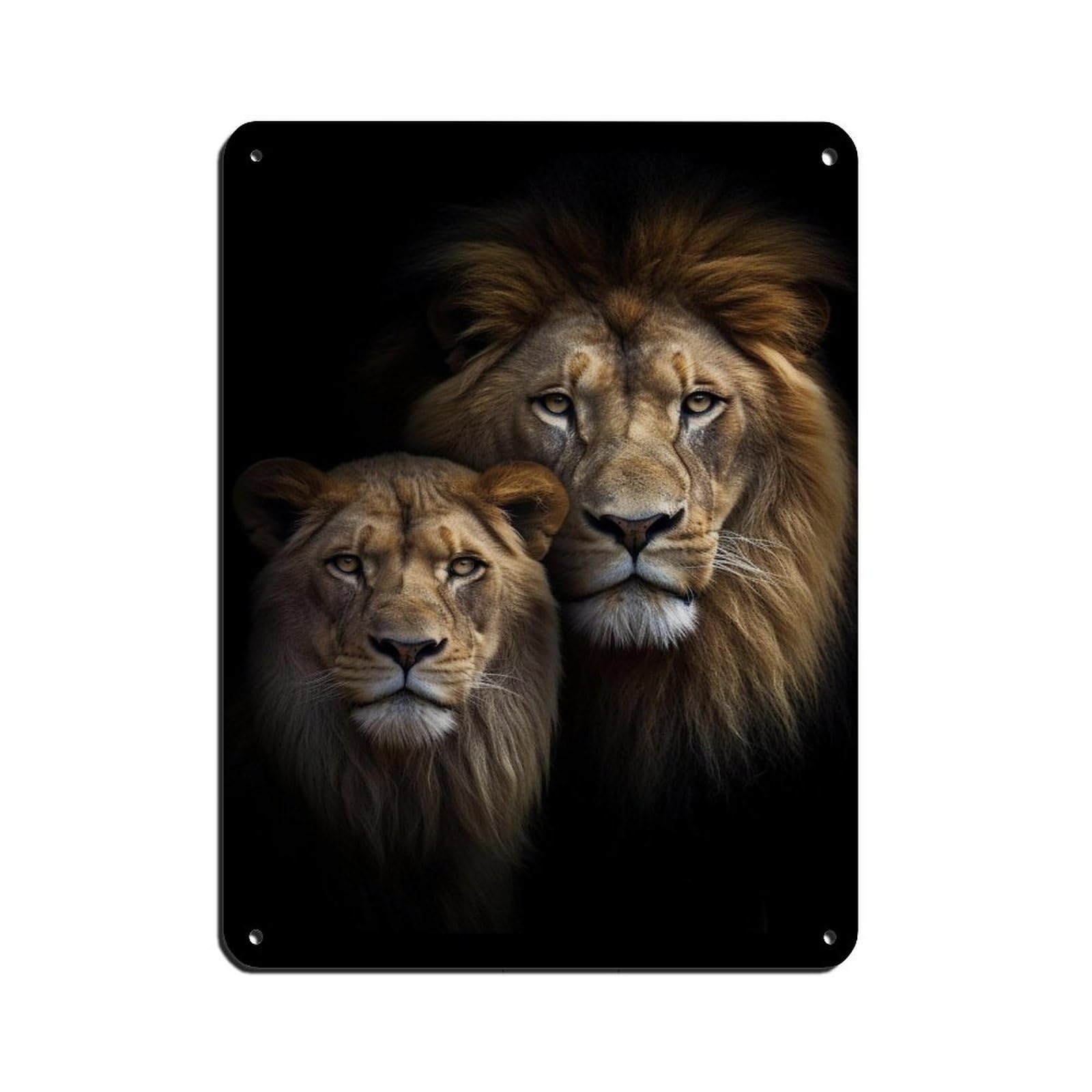 Lion And Lioness Tin Sign Vintage Metal Pub Club Cafe Bar Home Wall Art Decoration Poster Retro 12x16inch(30x40cm)