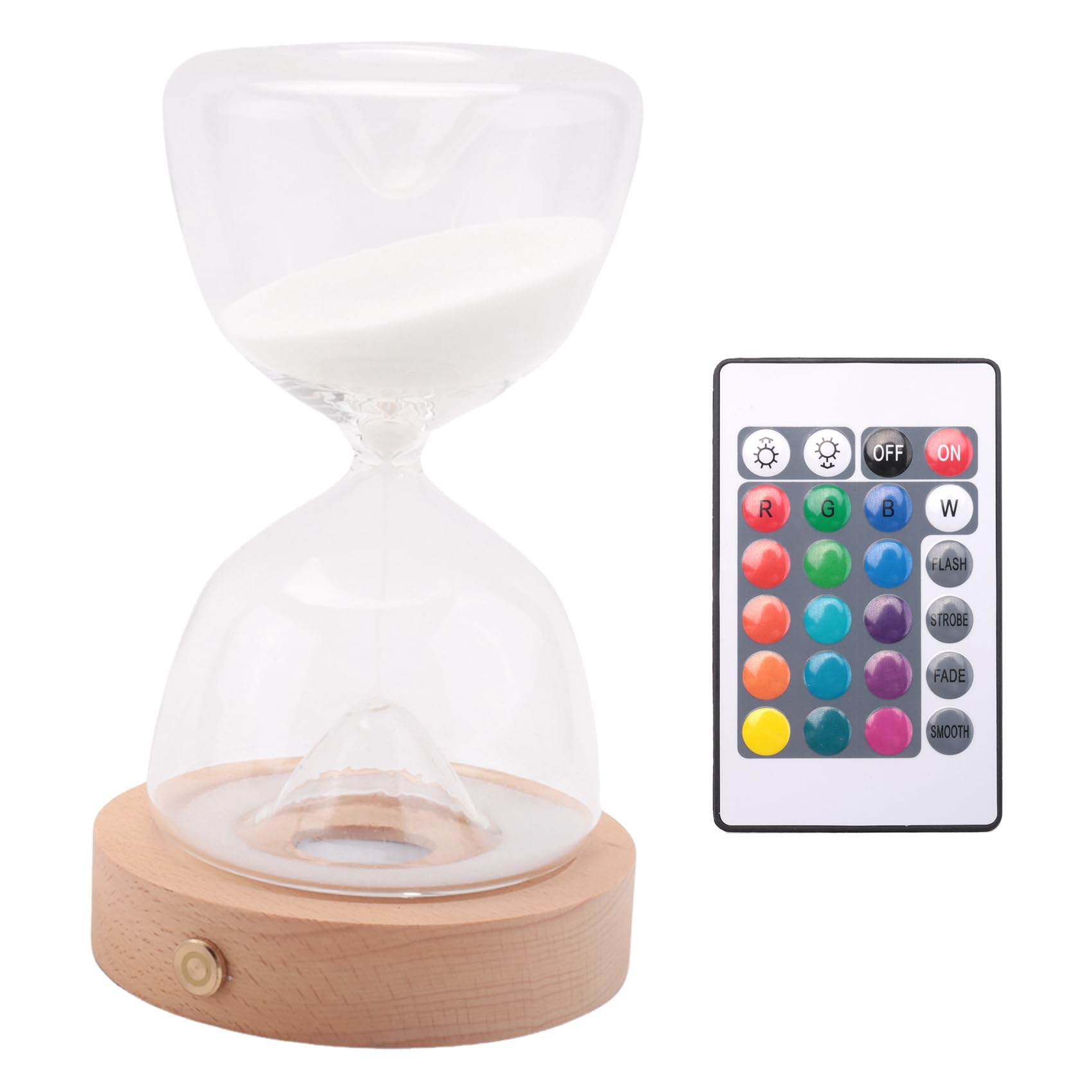 Vjsujehgy Glass Hourglass Sand Timer Remote Control 15 Minutes Wood Bottom Desk Decoration