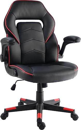 SpawnSafe - Silla para videojuegos, altura ajustable, reposabrazos abatibles, giro de 360, negrorojo