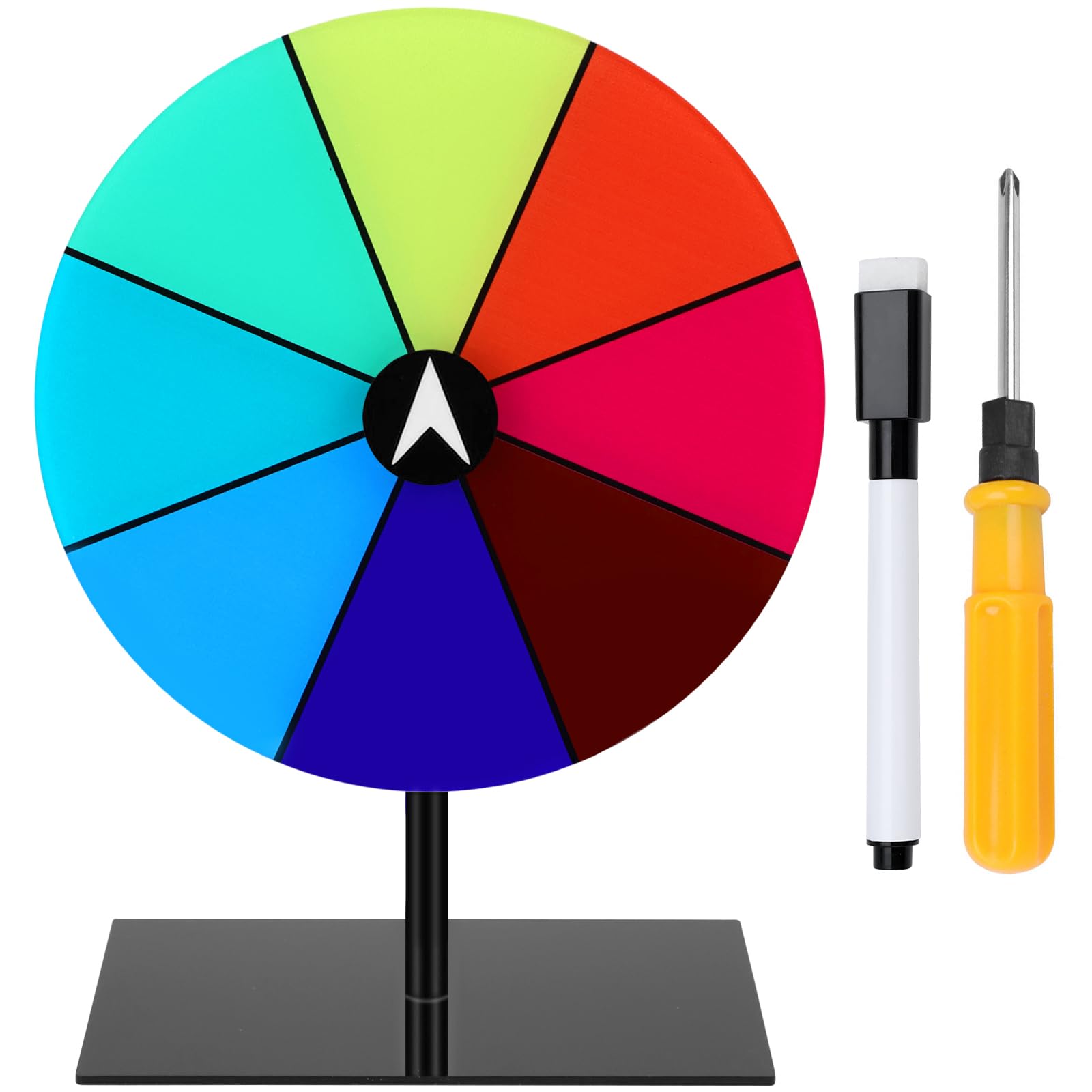 Mumjooyi Wheel of Fortune Wheel of Fortune Customizable 8 Slots Colour Roulette Prize Wheel with Erasable Pen and Stand for Birthday Lottery Party Party