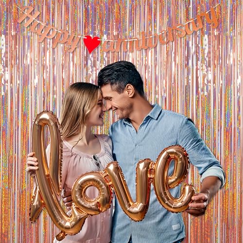 Foil Fringe Curtains Party Decorations - Melsan 3 Pack 3.2 ft x 8.2 ft Tinsel Curtain Party Photo Backdrop for Birthday Party Baby Shower or Graduation Decorations - Image 10